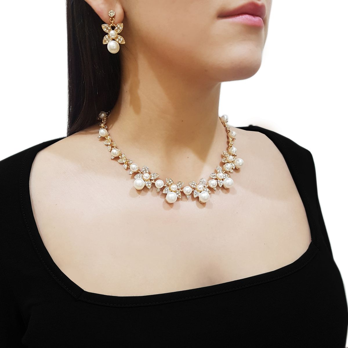 GENERICO - Set De Collar Y Aros Para Dama Dorado