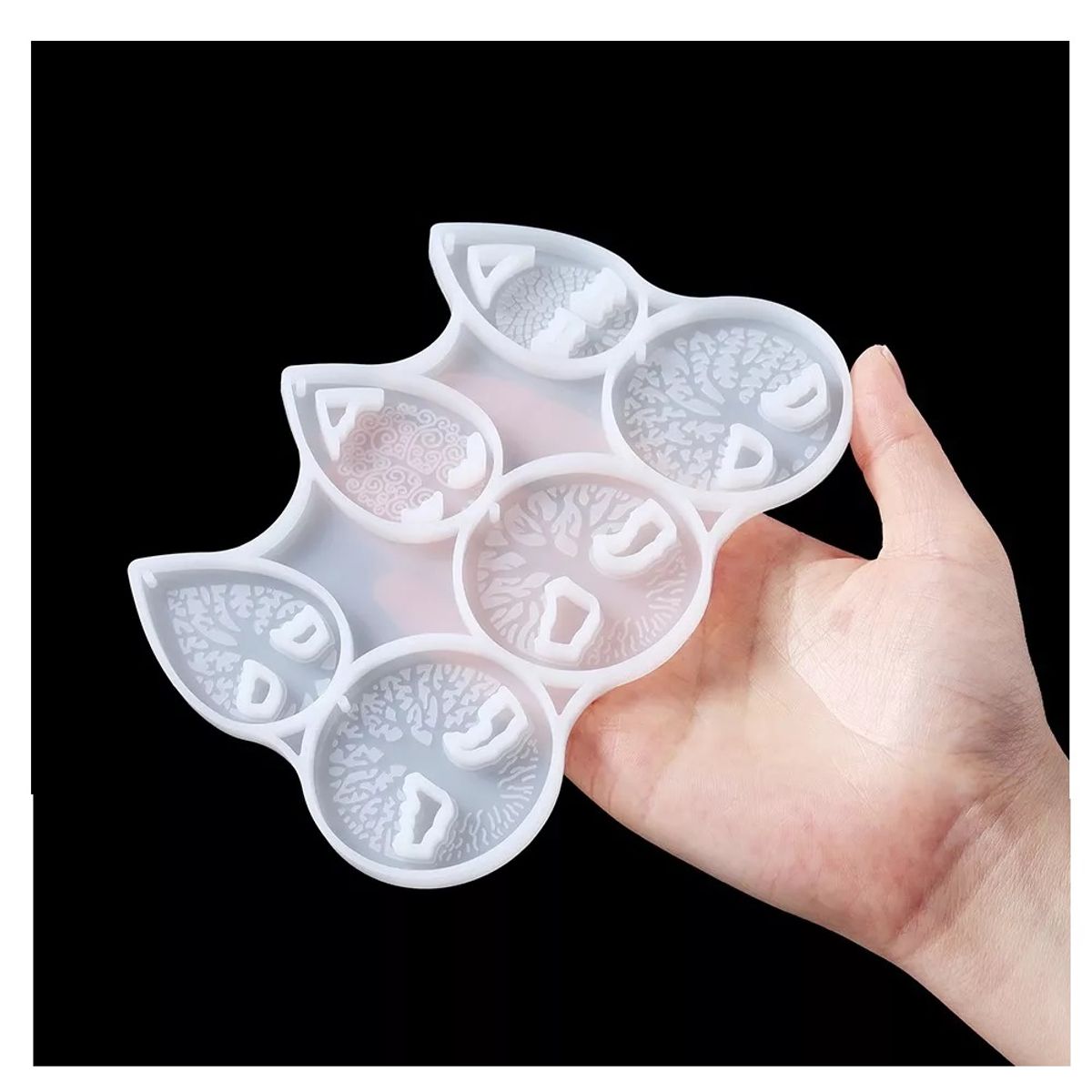 GENERICO - Molde Silicona Resina Uv Collar Llavero Arboles