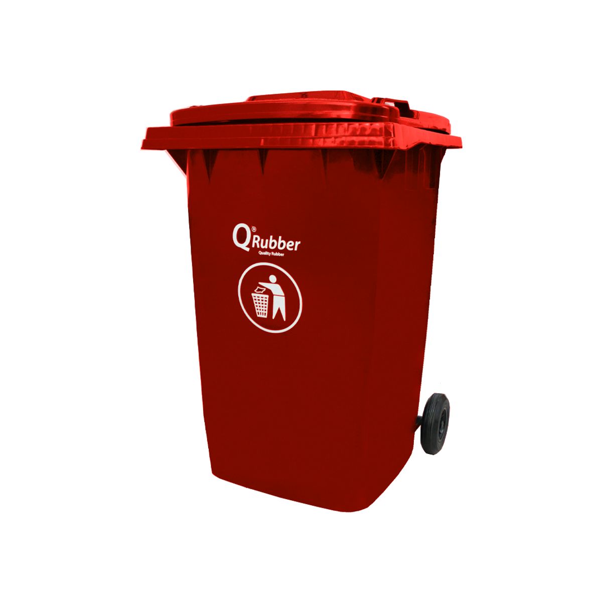 QRUBBER - Basurero Contenedor Basura 360 lts rojo QRubber