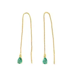 COGGIOLA - Aros Cadena Colgante Gota Verde Enchapado Oro 18K
