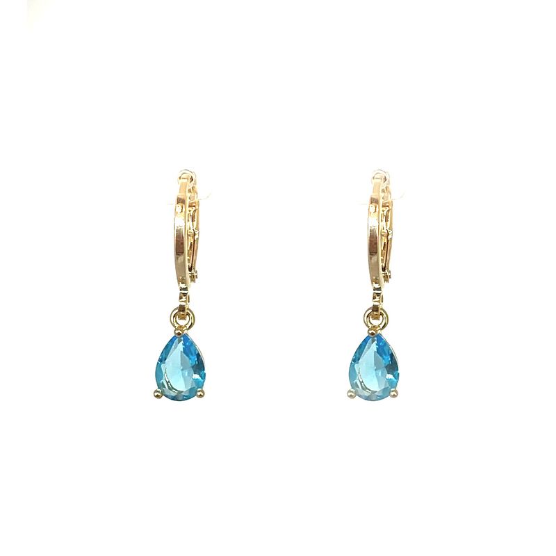 ANDREA COGGIOLA JOYAS - Aros Argolla Gota Circón Celeste Enchapado Oro 18K