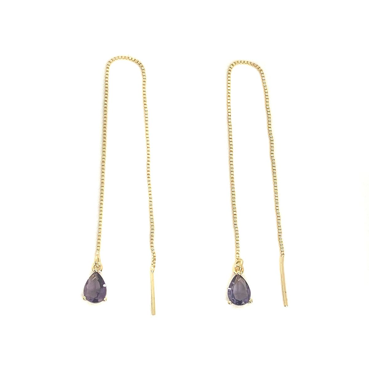 COGGIOLA - Aros Cadena Colgante Gota Morado Enchapado Oro 18K