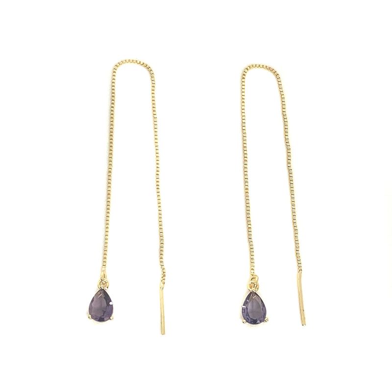 ANDREA COGGIOLA JOYAS - Aros Cadena Colgante Gota Morado Enchapado Oro 18K