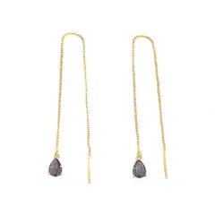 ANDREA COGGIOLA JOYAS - Aros Cadena Colgante Gota Morado Enchapado Oro 18K