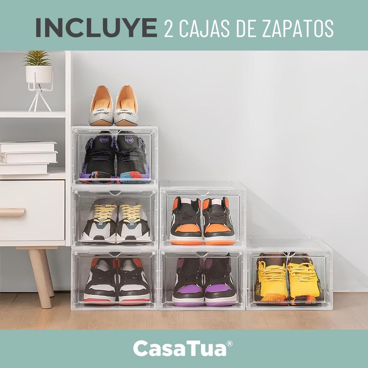CASATUA - Caja Organizadora De Zapatos Set X2 Casatua Apilable Premium