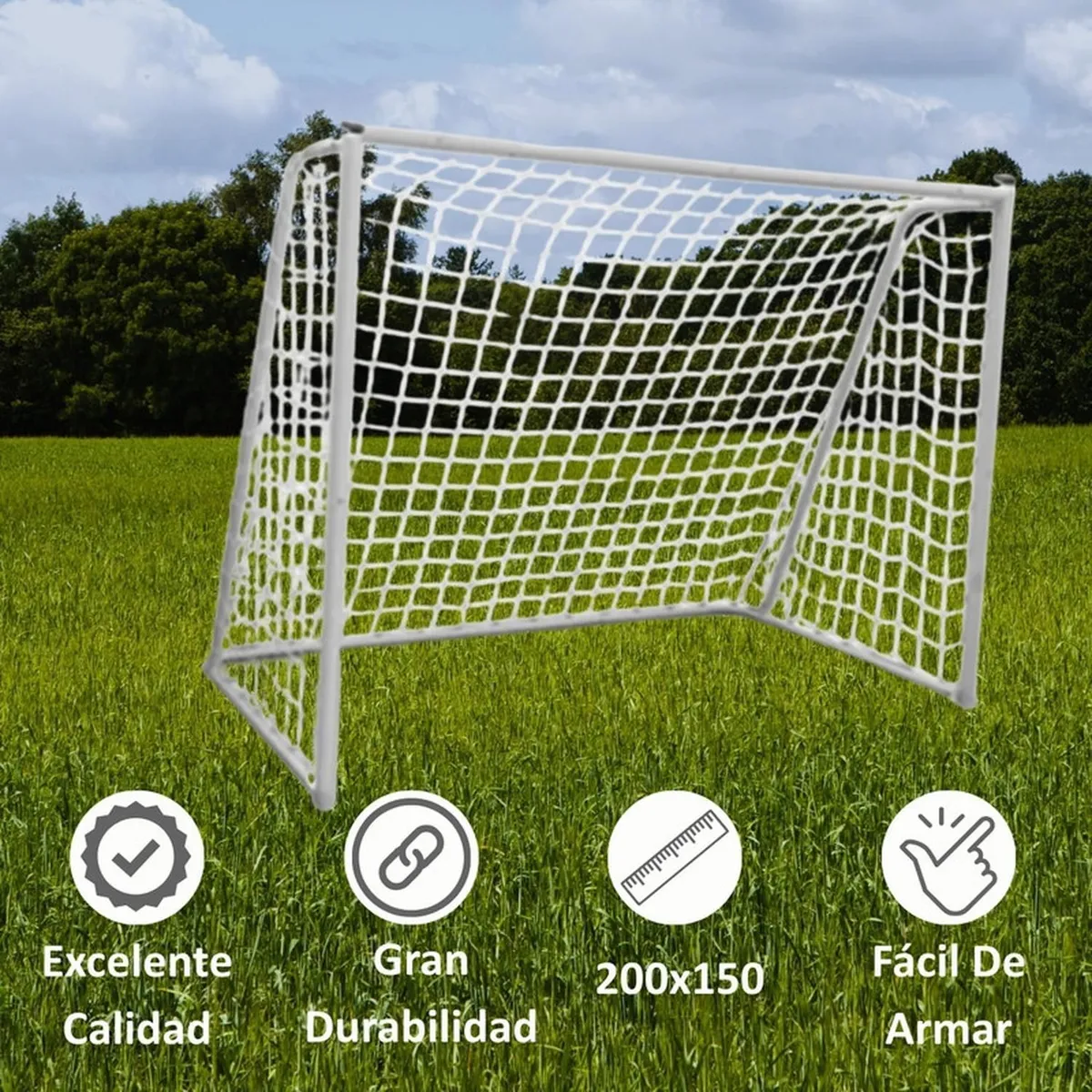 AUCKLAND OUTDOOR - Arco De Futbol Metalico Niño Con Red 200X150 Cm