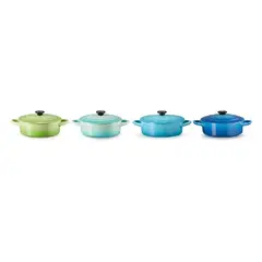 LE CREUSET - SET 4 MINI COCOTTE VERDE/AZUL 10