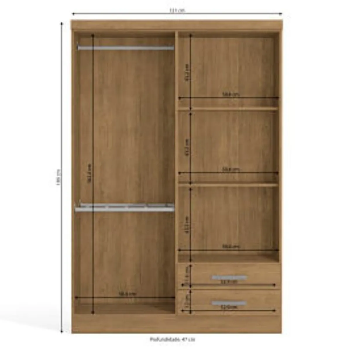 YARDAS - Closet Yardas Josefa Nogal 4 Puertas 2 Cajones