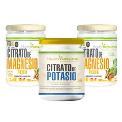 HEALTHNATURAL - Set 2 Citrato de Magnesio y 1 Citrato de Potasio en polvo