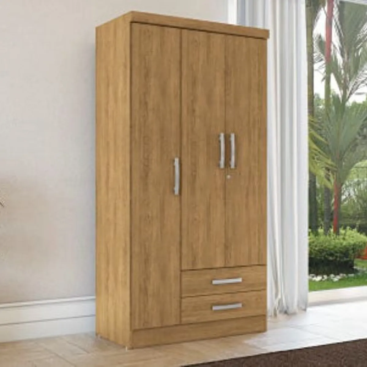 YARDAS - Closet Yardas Leticia Nogal 3 Puertas 2 Cajones