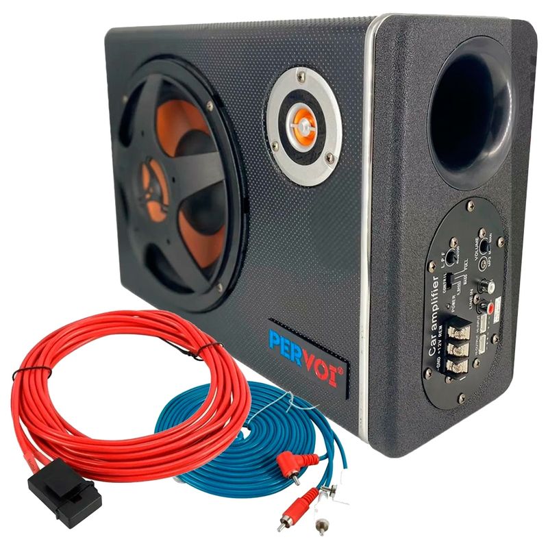 GENERICO - Subwoofer Amplificado Activo Bajo Con Kit De Instalacion