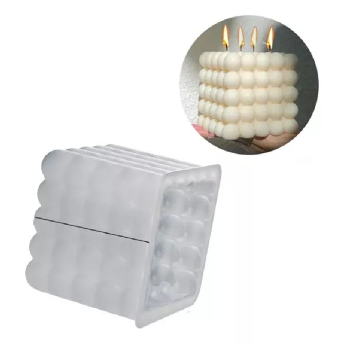 GENERICO - Molde Silicona Velas Y Jabón Cubo Con Burbujas