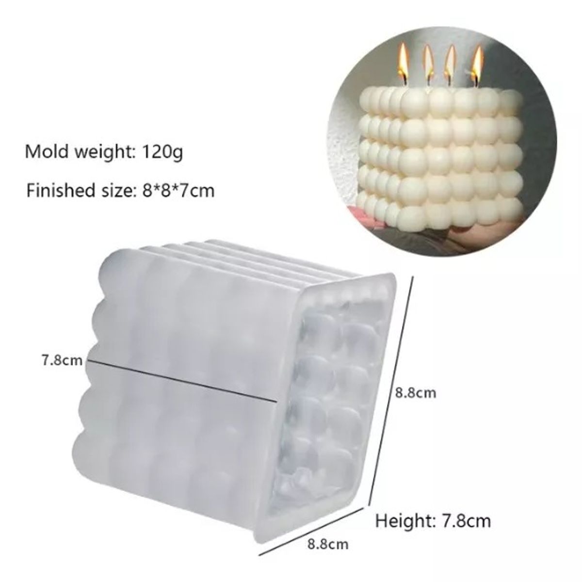 GENERICO - Molde Silicona Velas Y Jabón Cubo Con Burbujas