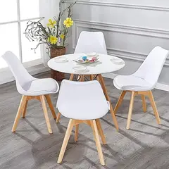 CORI CORI - Comedor Mesa Eames Blanca 100cm + 4 Sillas Tulip Blanca
