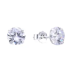 ANDREA COGGIOLA JOYAS - Aros Punto De Luz Circón Blanco Solitario 7mm Plata Fina 925