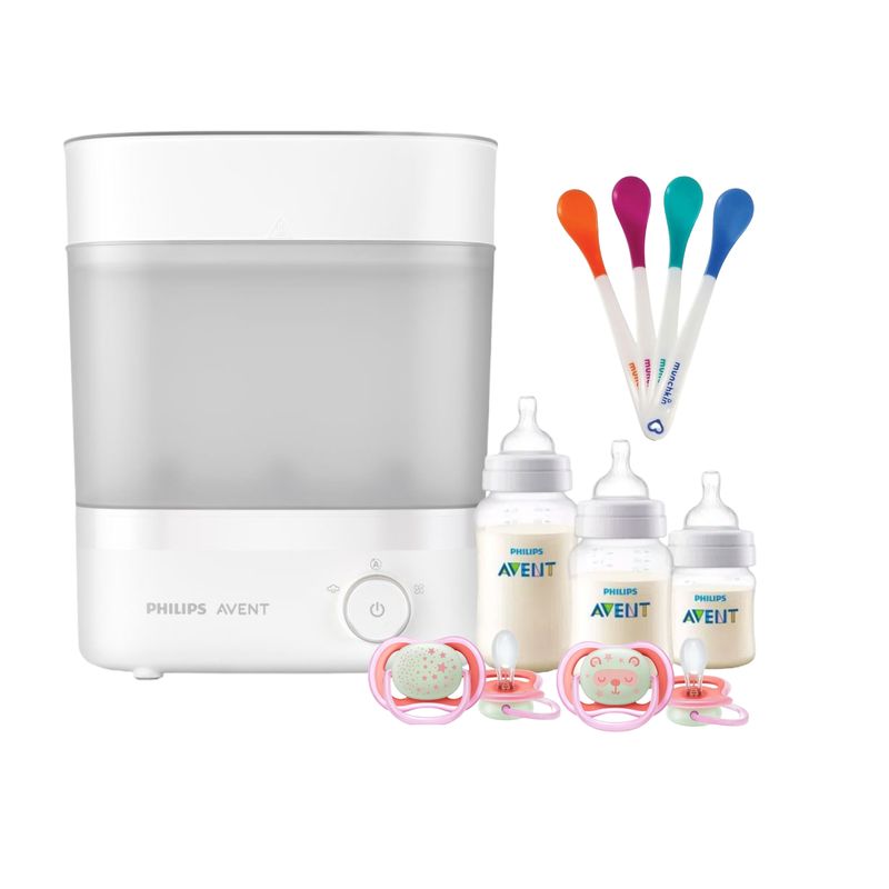 AVENT - Pack Esterilizador 3 Mamaderas 4 Cucharas y 2 Chupetes