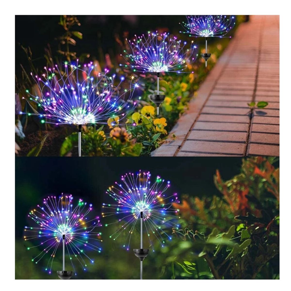 GENERICO - Pack 2 Estacas Solar Diente de León Luz MULTICOLOR para Jardín