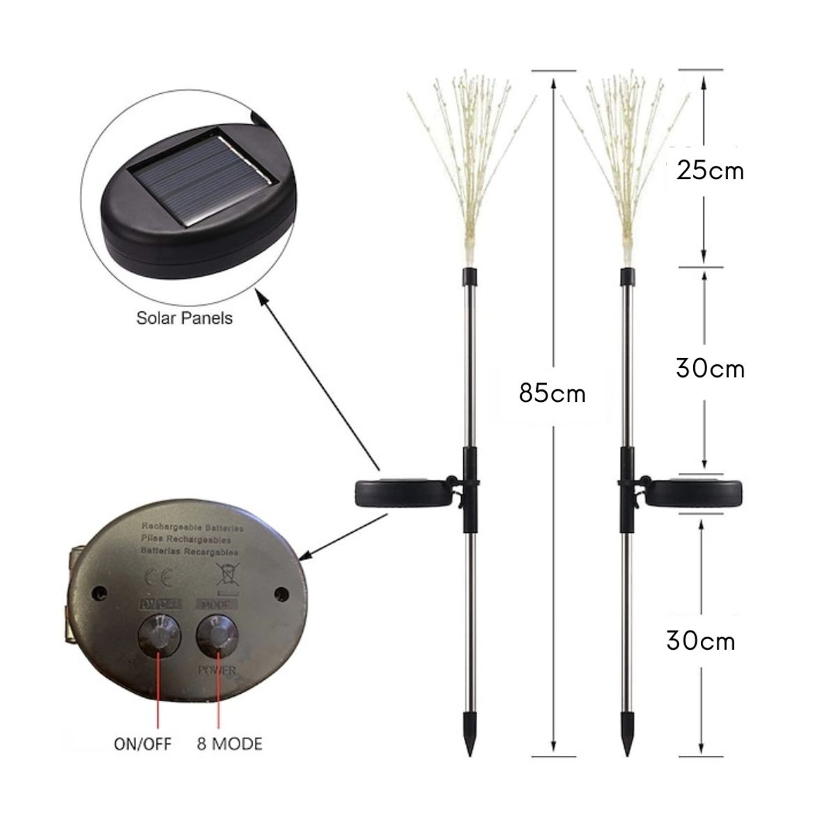 GENERICO - Pack 2 Estacas Solar Diente de León Luz MULTICOLOR para Jardín