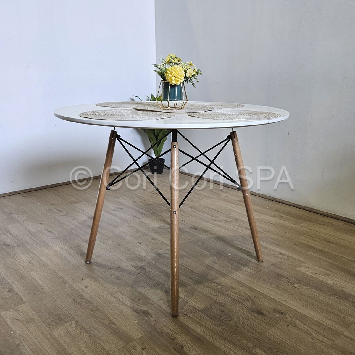 CORI CORI - Comedor Mesa Blanca 100cm + 4 Sillas Eames Blanco