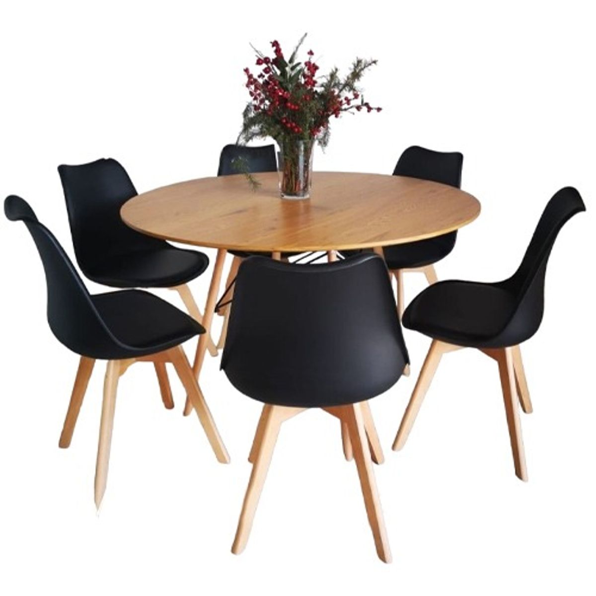 CORI CORI - Comedor Mesa Wood 120cm + 6 Sillas Tulip Negro…