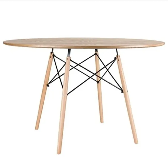 CORI CORI - Comedor Mesa Wood 120cm + 6 Sillas Tulip (3 negras y 3 Grises)