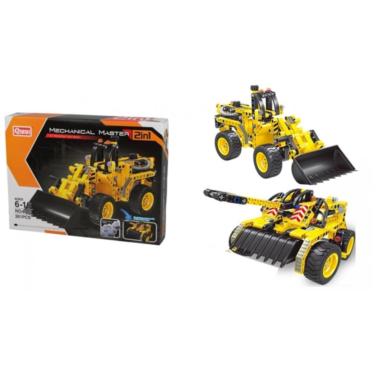 GENERICO - QIHUI 6803 TECH BRICKS2 IN 1 CONSTRUCTION BULLDOZER AND TANK
