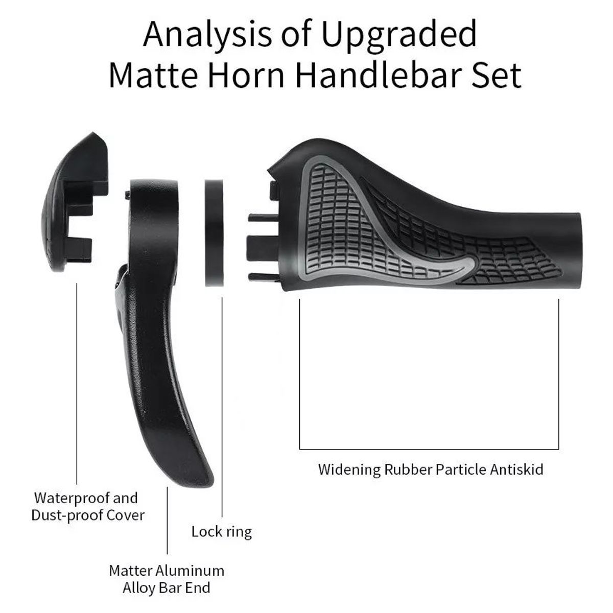 KUANGYE - Puños Con Cachos Ajustables Ergonómico Bicicleta Cuernos