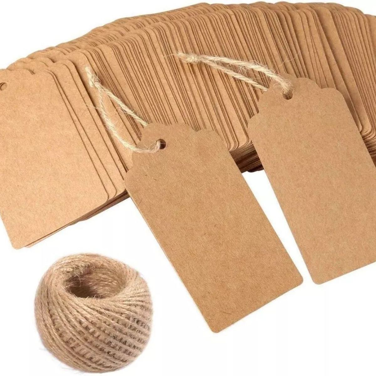 KUANGYE - 250 Pcs Etiquetas Papel Kraft Con Amarras 4 X 9 Cms
