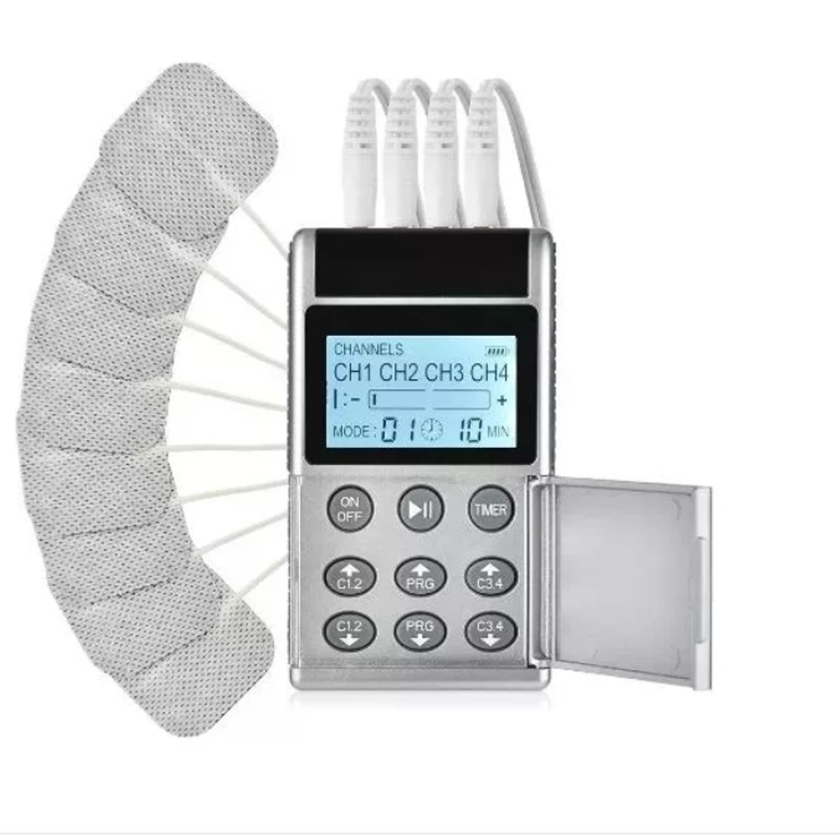 GENERICO - Electroestimulador Muscular Tens Ems 15 Modos 4 Canales 8 Electrodos