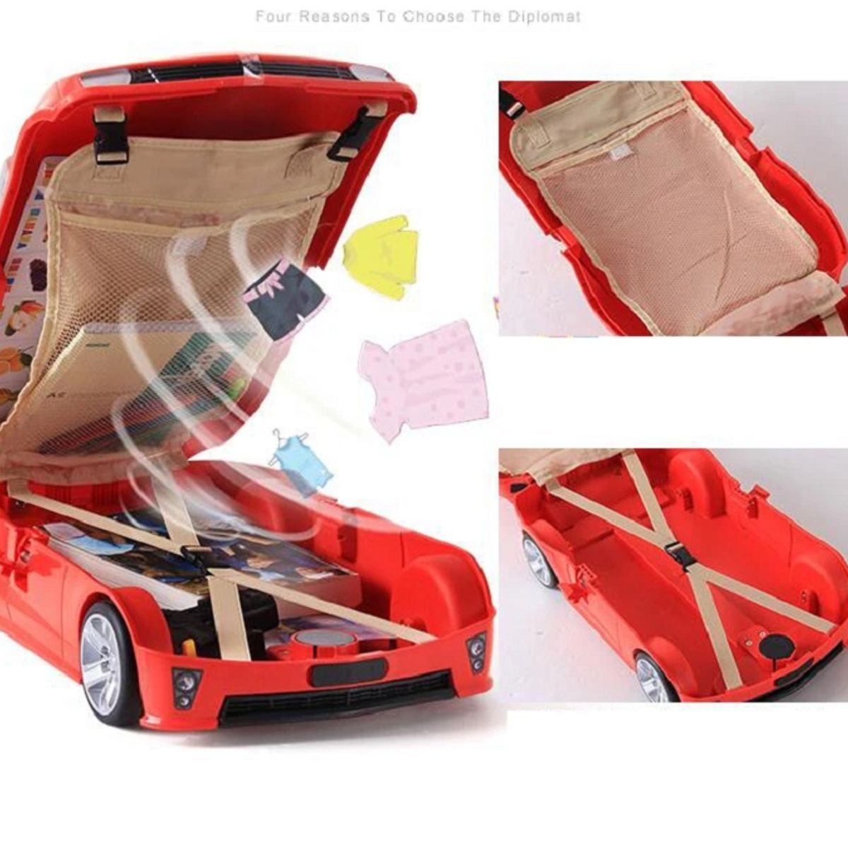 GENERICO - Maleta Para Niños Tipo Automovil Para Viaje Colegio Y Jugar