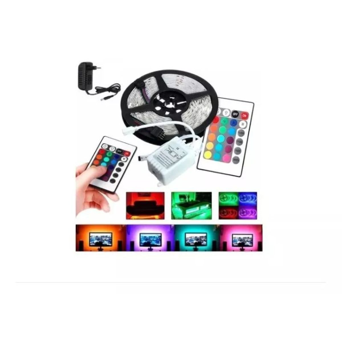GENERICO - Cinta Tira Led 5 Metros Control + Transformador Decoración.