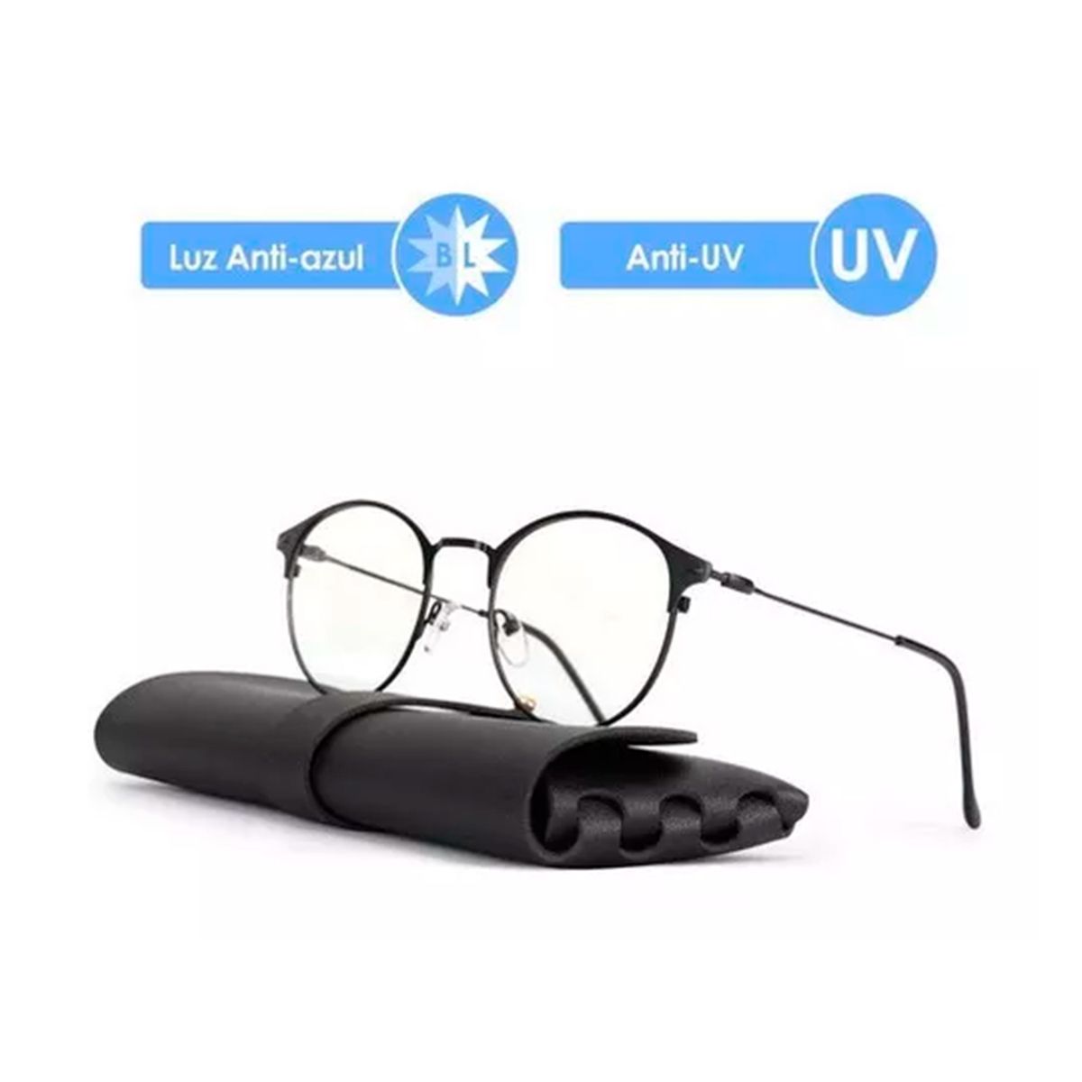 GENERICO - Lentes De Descanso Protección Luz Azul Ultraligeras Negro.