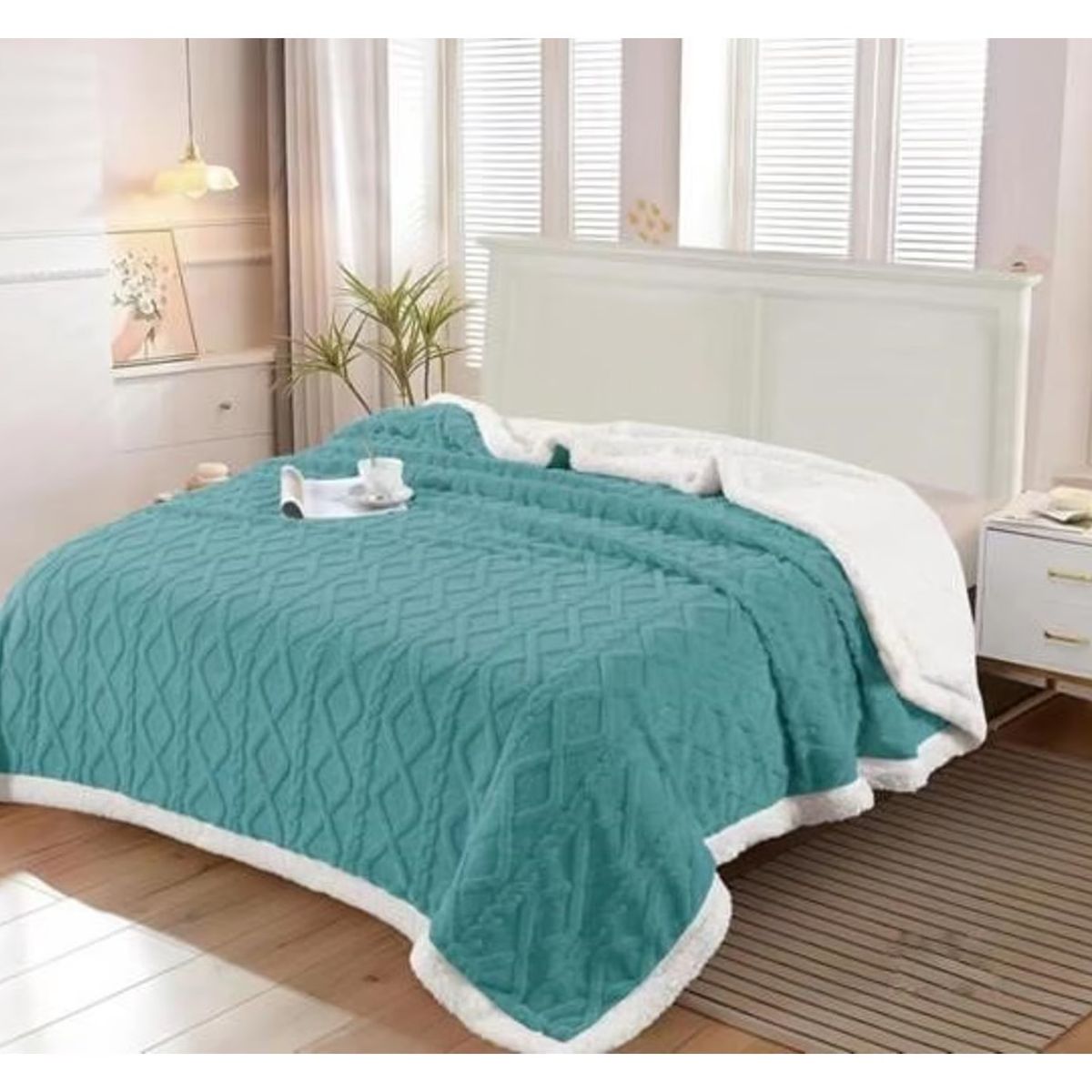 COMPRAPO - Frazada Manta Polar Sherpa Térmica 2 Plzs Trenzado Relieve Calipso