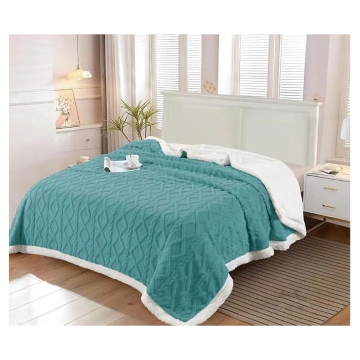 COMPRAPO - Frazada Manta Polar Sherpa Térmica 2 Plzs Trenzado Relieve Calipso