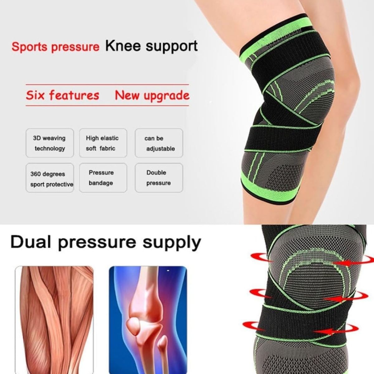 GENERICO - Rodillera Deportiva De Comprension Con Venda Doble