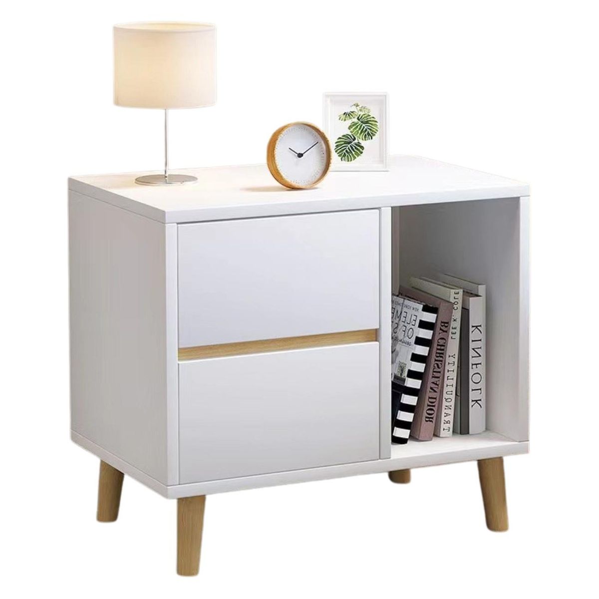 CORI CORI - Velador Nordic Elegance Blanco con Cajon y Espacio