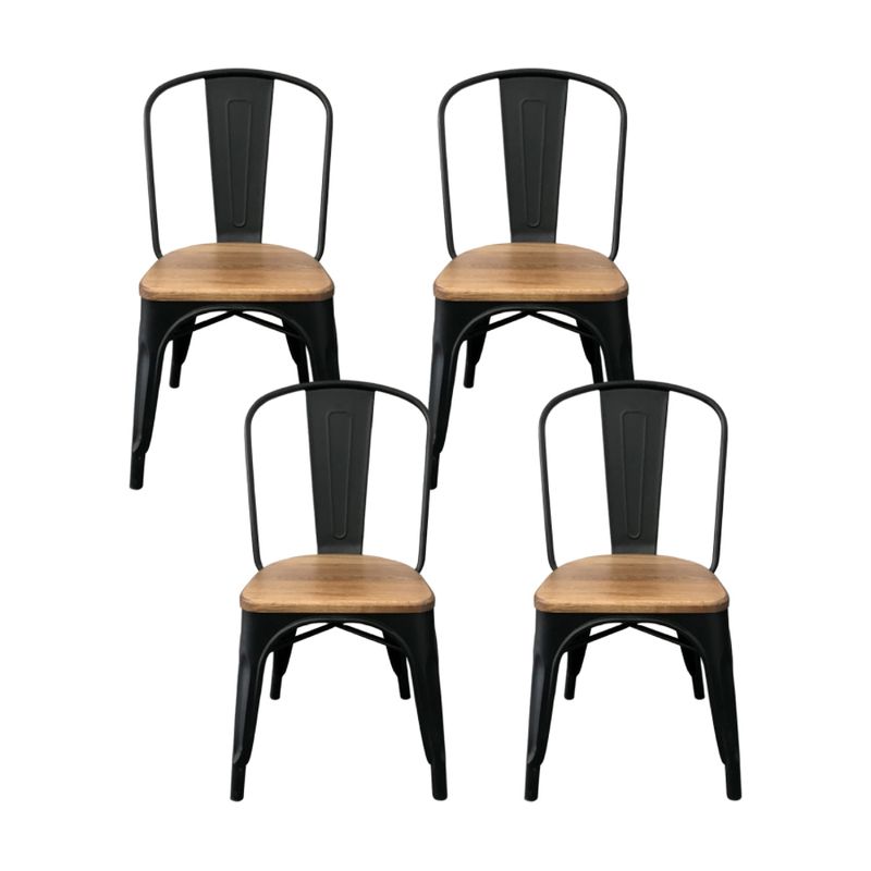 CORI CORI - Pack 4 Sillas tolix negro asiento madera replica
