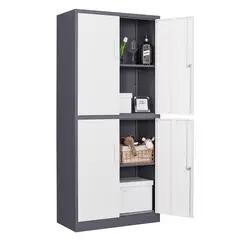 PROCHEF - Armario de Acero 90x40x185 cm 2 Cuerpos 4 Puertas 3 Bandejas