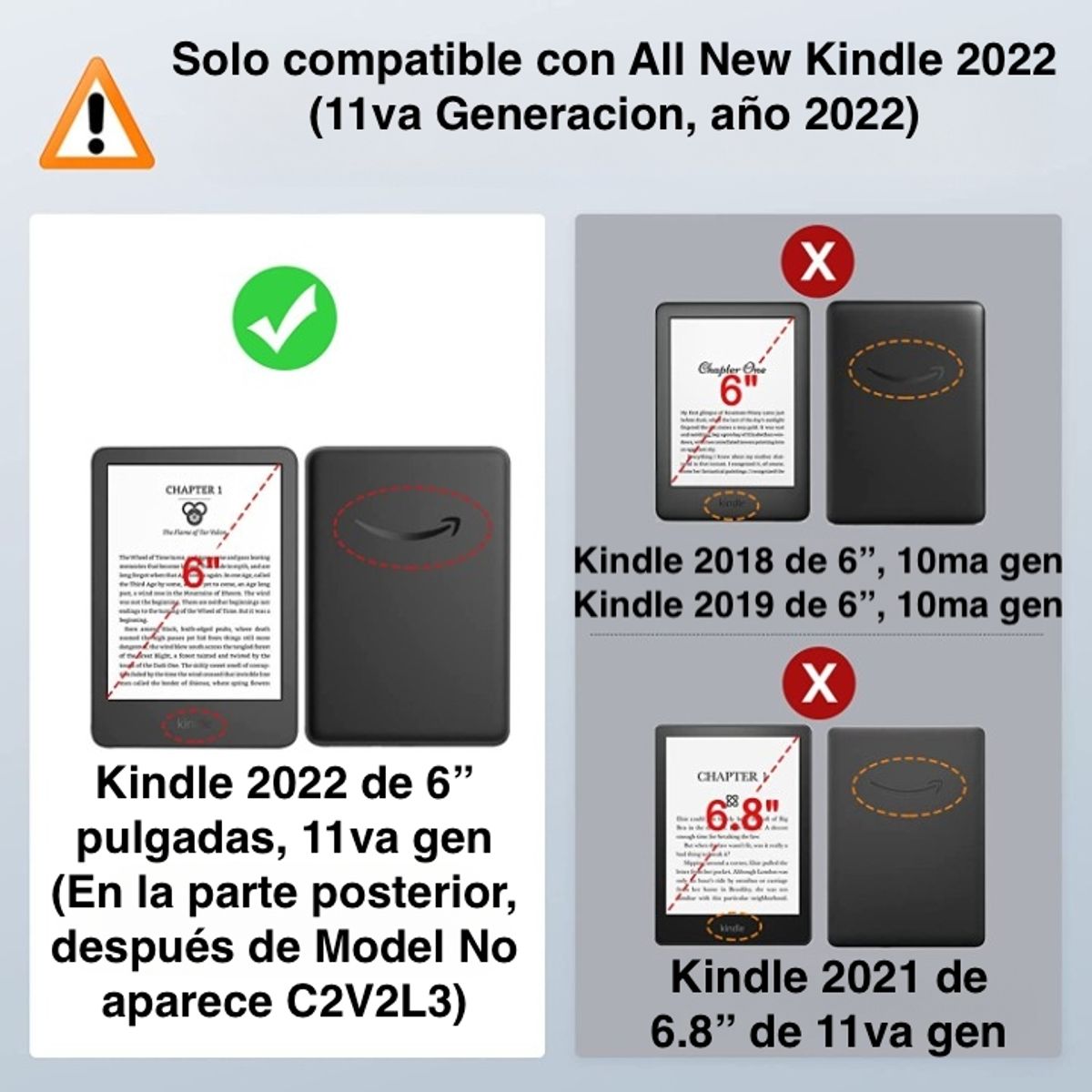 GENERICO - Funda Protectora Microfibra Kindle 2022 11va Gen 6.0" Negro