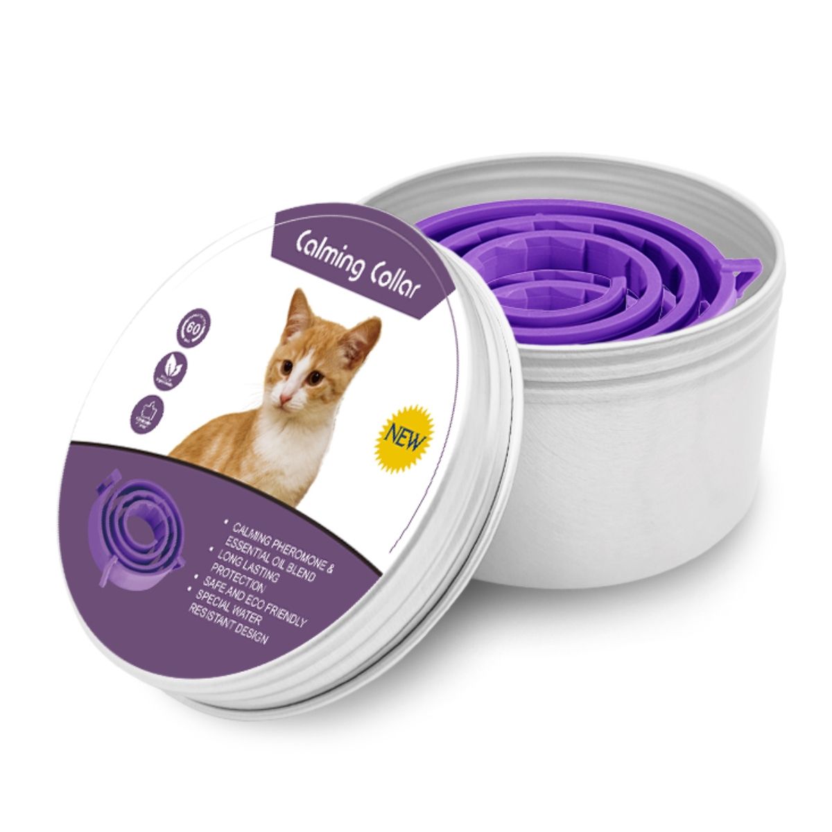 GENERICO - Calmante Collar Gato Reducción Antiestrés Ajustable 2 Unid.