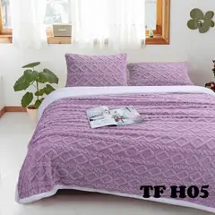 GENERICO - Frazada con Chiporro 1.5 Plazas + 1 Funda de Almohada - Lila TFH05