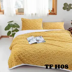 GENERICO - Frazada con Chiporro 2 Plazas + 2 Funda de Almohada - Mostaza TFH08