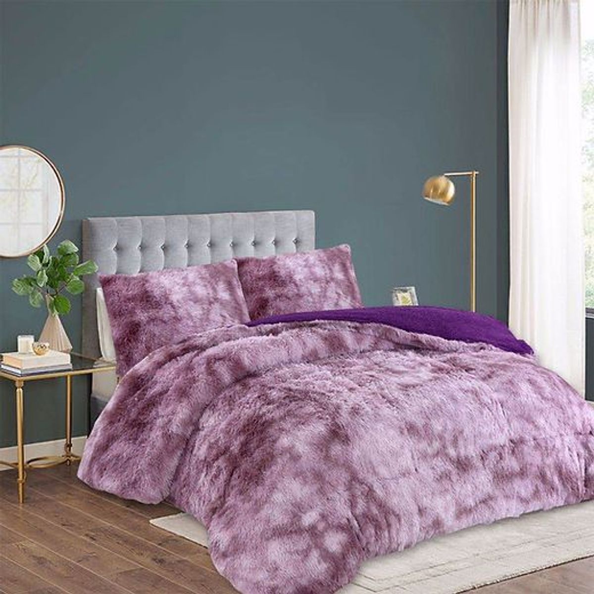 GENERICO - Cobertor Peludo Cama King - Morado Jaspeado