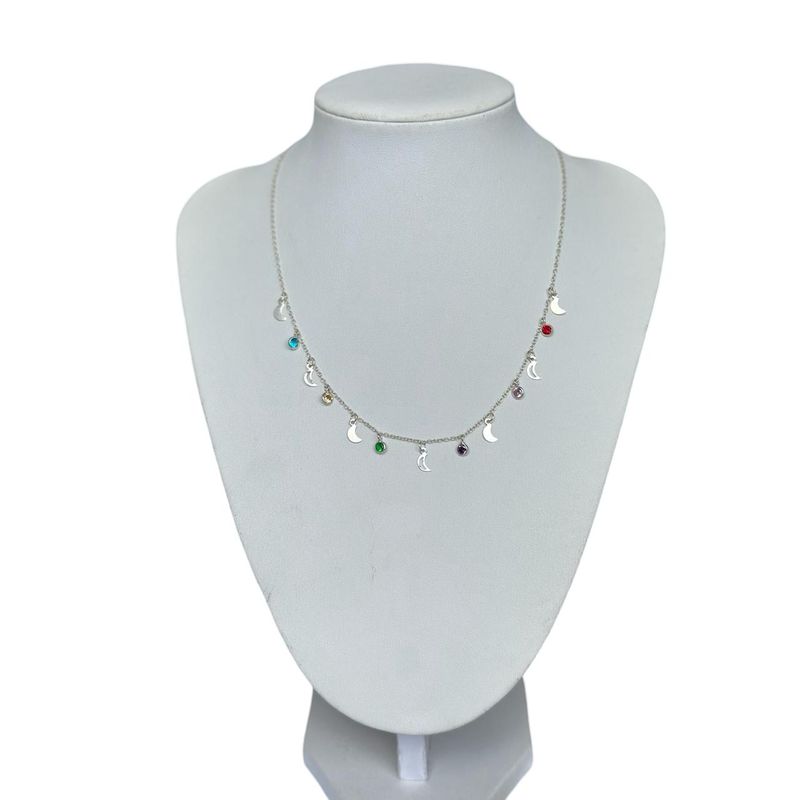 GENERICO - Collar Lunas Colgantes Juvenil Dama Plata Ley 925 +caja