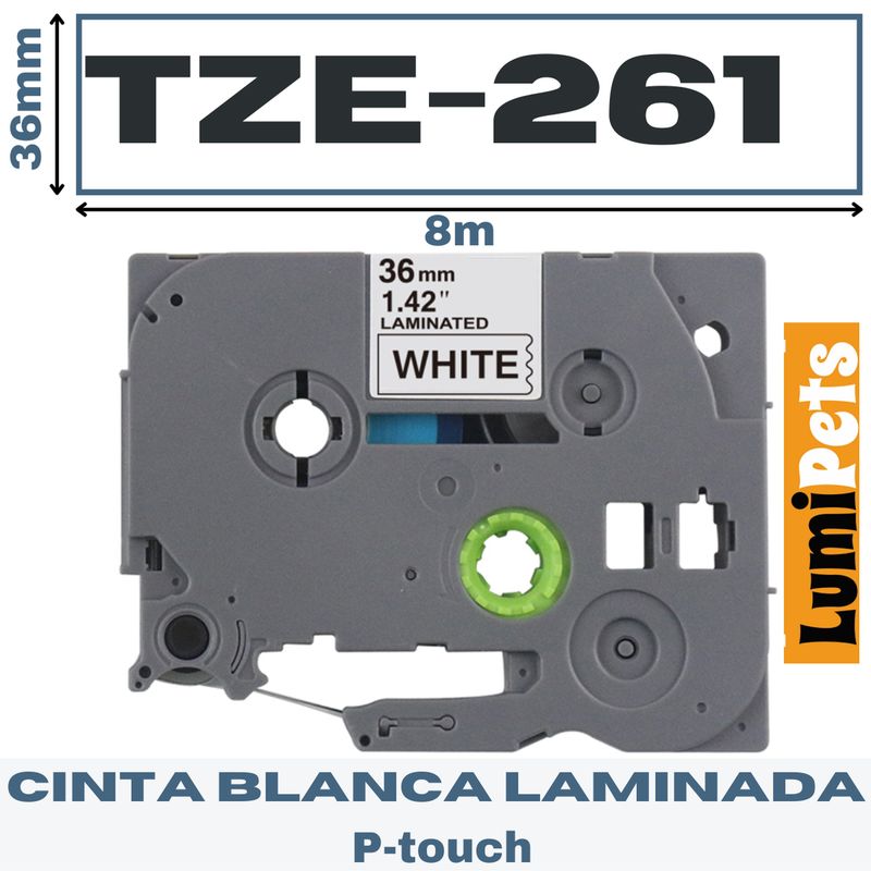 GENERICO - Cinta TZe-261 Para Rotuladora Brother Modelo Pt, 36mm X 8m