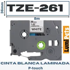 GENERICO - Cinta TZe-261 Para Rotuladora Brother Modelo Pt, 36mm X 8m