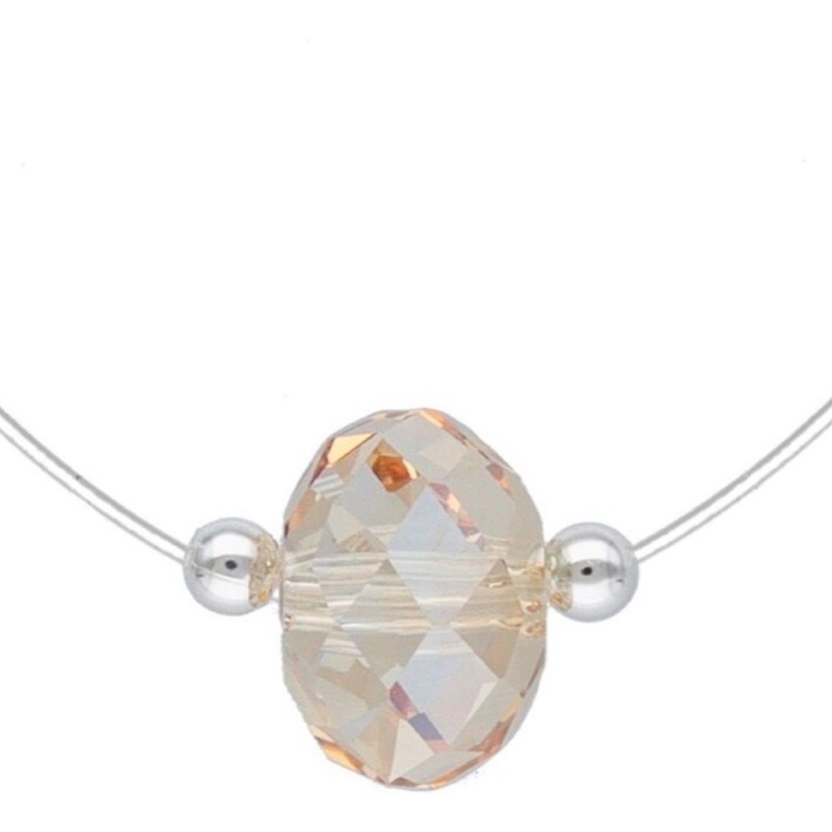 GENERICO - Collar Invisible Fantasma Nylon Cristal Swarovski Plata 925