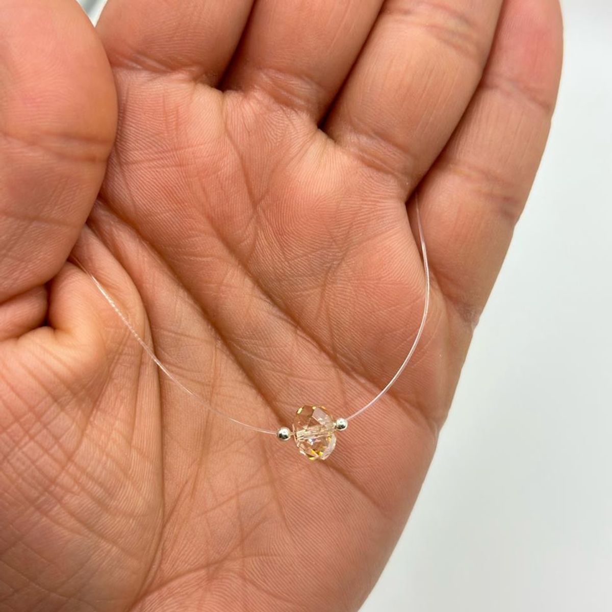 GENERICO - Collar Invisible Fantasma Nylon Cristal Swarovski Plata 925