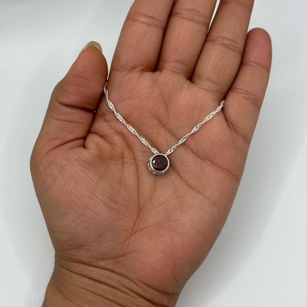 GENERICO - Collar Dije Circon Rojo Grande Dama Plata Italiana 925