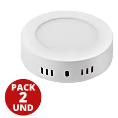 MEGABRIGHT - Panel Led Sobrepuesto Redondo 6w LUZ FRIA PACK 2 UND